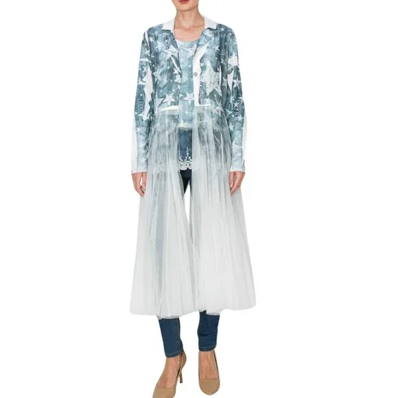 ORIGAMI Victorian Lace Star Print Cardigan Duster S-XXL NWT - Picture 2 of 16